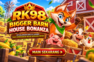 Game RK98 Bigger Barn House Bonanza dengan rubah dan hewan ternak.