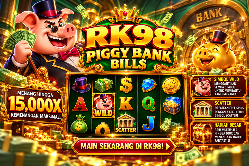Game RK98 Piggy Bank Bills dengan celengan emas.