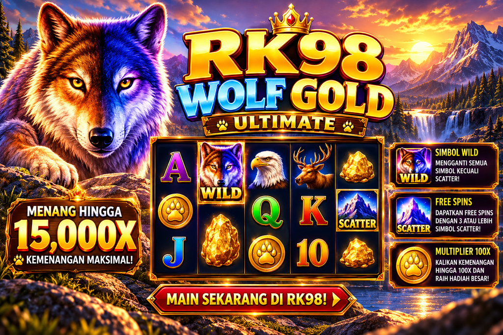 Game RK98 Wolf Gold Ultimate dengan serigala emas.