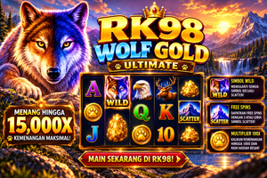 Game RK98 Wolf Gold Ultimate dengan serigala emas.